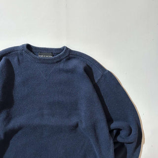 00's croft&barrow 前V コットン ニット セーター(ダークネイビー)