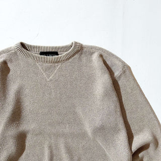 00's croft&barrow 前V コットン ニット セーター(ライトベージュ)