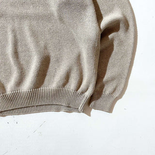 00's croft&barrow 前V コットン ニット セーター(ライトベージュ)