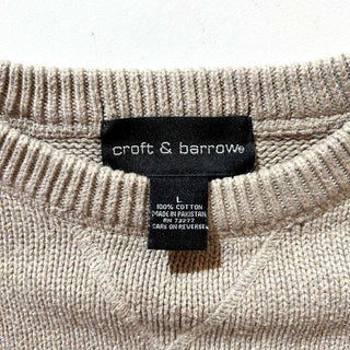 00's croft&barrow 前V コットン ニット セーター(ライトベージュ)