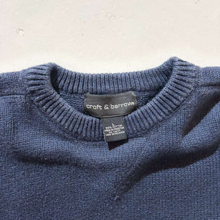 00's croft&barrow 前V コットン ニット セーター(ダークネイビー)