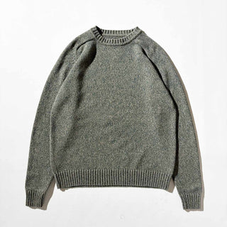 ～00's croft & barrow メランジ コットン ニット セーター(ブラウン×ダークグリーン)