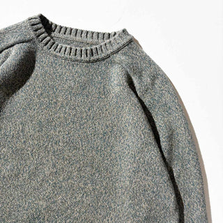 ～00's croft & barrow メランジ コットン ニット セーター(ブラウン×ダークグリーン)