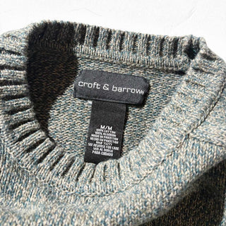 ～00's croft & barrow メランジ コットン ニット セーター(ブラウン×ダークグリーン)