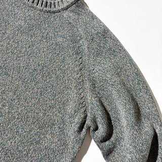 ～00's croft & barrow メランジ コットン ニット セーター(ブラウン×ダークグリーン)