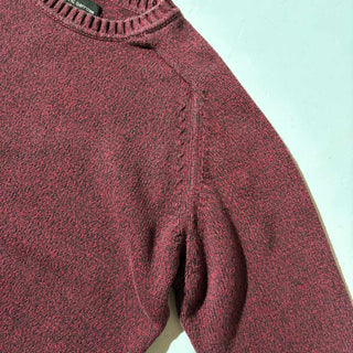 ～00's croft & barrow メランジ コットン ニット セーター(レッド×バーガンディ)