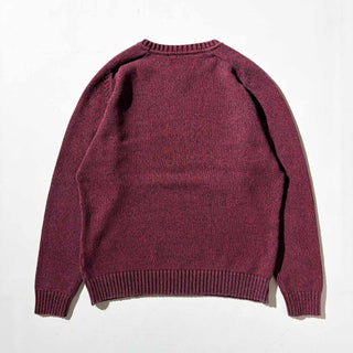 ～00's croft & barrow メランジ コットン ニット セーター(レッド×バーガンディ)