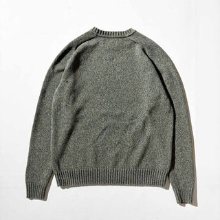 ～00's croft & barrow メランジ コットン ニット セーター(ブラウン×ダークグリーン)