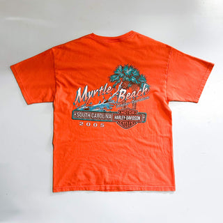 00's "made in USA" Harley-Davidson "Myrtle Beach" 両面プリント Tシャツ(オレンジ)