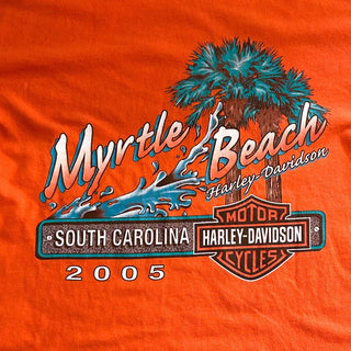 00's "made in USA" Harley-Davidson "Myrtle Beach" 両面プリント Tシャツ(オレンジ)