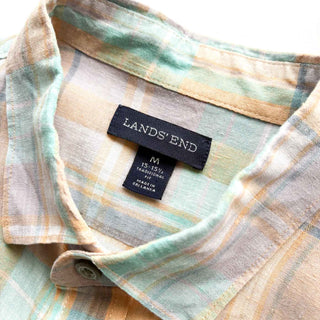 00's LANDS'END リネン チェック S/S シャツ