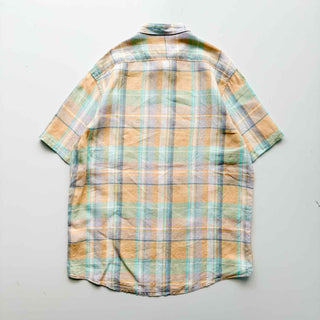 00's LANDS'END リネン チェック S/S シャツ