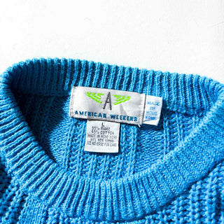 ～90's AMERICAN WEEKEND ストライプ コットン×ラミー ニットセーター