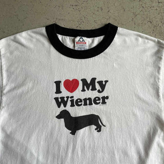 00's "made in USA" Ripple Junction "I LOVE MY WIENER" リンガーTシャツ