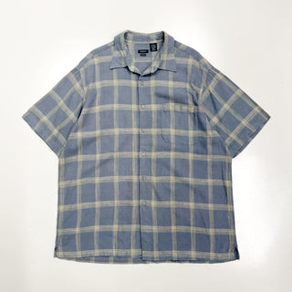 00's van heusen リネン×レーヨン チェック S/Sシャツ