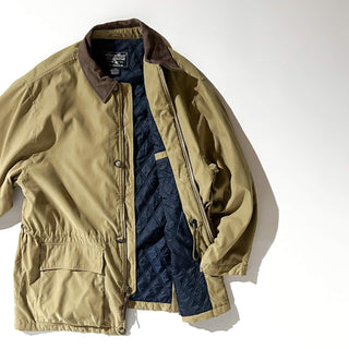 00's Eddie Bauer マスタード 裏キルティング ピーチスキン ハンティング ジャケット
