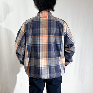 00's Phat Farm オレンジ×チェック ピーチスキン チンストラップ リバーシブル ドリズラー ジャケット