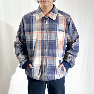 00's Phat Farm オレンジ×チェック ピーチスキン チンストラップ リバーシブル ドリズラー ジャケット