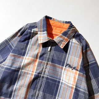 00's Phat Farm オレンジ×チェック ピーチスキン チンストラップ リバーシブル ドリズラー ジャケット