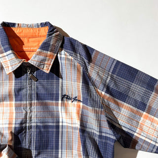 00's Phat Farm オレンジ×チェック ピーチスキン チンストラップ リバーシブル ドリズラー ジャケット