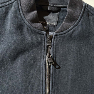 00's BANANA REPUBLIC ブラック ダブルジップ 裏起毛 スウェットブルゾン ジャケット