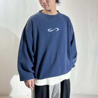 00's NIKE "極太アーム" センターロゴ スウッシュ スウェット シャツ