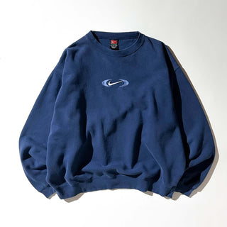 00's NIKE "極太アーム" センターロゴ スウッシュ スウェット シャツ