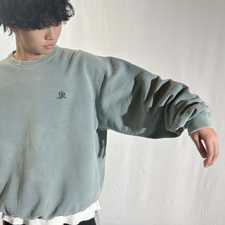00's "made in Canada" NORTHERN "極太アーム" ピグメントダイ フェード バインダー ワンポイント スウェット シャツ