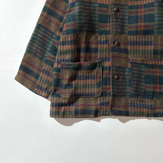 80's Neiman Marcus 襟レザー メルトンウール コート