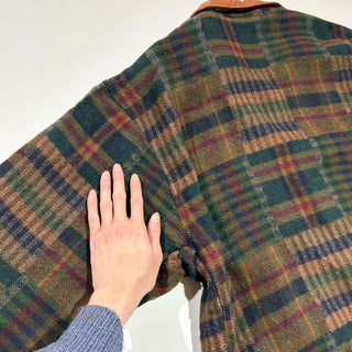 80's Neiman Marcus 襟レザー メルトンウール コート