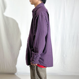 90's～ Ralph Lauren チェック ブロードクロス ワイドカラー L/Sシャツ