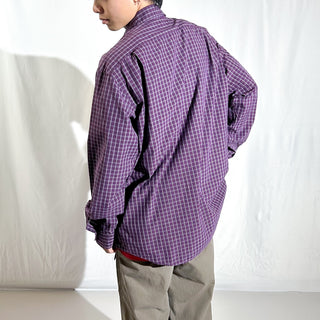 90's～ Ralph Lauren チェック ブロードクロス ワイドカラー L/Sシャツ