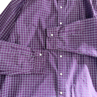 90's～ Ralph Lauren チェック ブロードクロス ワイドカラー L/Sシャツ