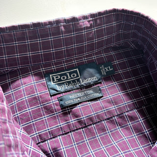90's～ Ralph Lauren チェック ブロードクロス ワイドカラー L/Sシャツ