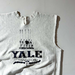 90's～ "YALE" ボロ リバースウィーブタイプ カットオフ カレッジ プリント スウェット シャツ