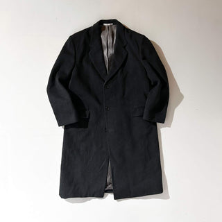 90's～ "made in England" burakku カシミア混 メルトン ウール チェスター コート