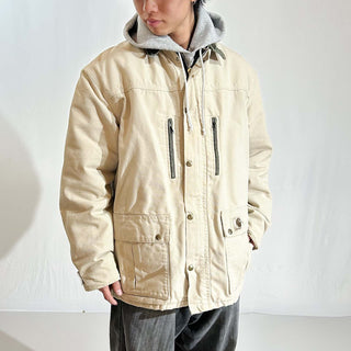 90's "made in USA" carhartt オフホワイト 裏キルティング ダック ジャケット