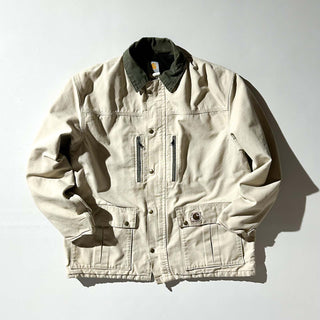90's "made in USA" carhartt オフホワイト 裏キルティング ダック ジャケット