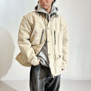 90's "made in USA" carhartt オフホワイト 裏キルティング ダック ジャケット
