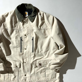 90's "made in USA" carhartt オフホワイト 裏キルティング ダック ジャケット