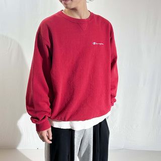 90's "made in USA" champion レッド ワンポイント スウェット シャツ