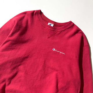 90's "made in USA" champion レッド ワンポイント スウェット シャツ