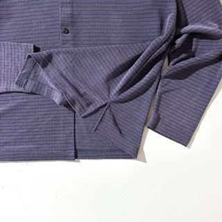 90's ALFANI レーヨン×ポリエステル チェック オープンカラー L/Sシャツ