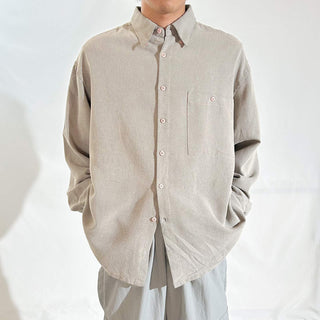 90's pierre cardin 無地 レーヨン×ポリエステル "比翼ボタンダウン" L/Sシャツ