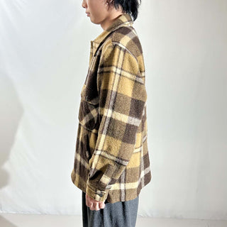 70's～ AMANA FINE WOOLENS ブラウン チェック ウール シャツ ジャケット