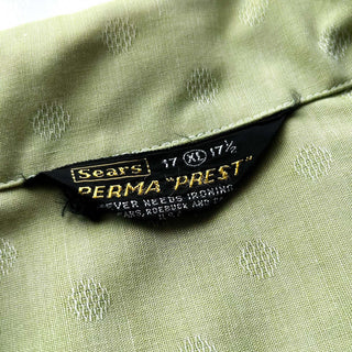 70's SEARS ピスタチオ 総柄 オープンカラー L/Sシャツ