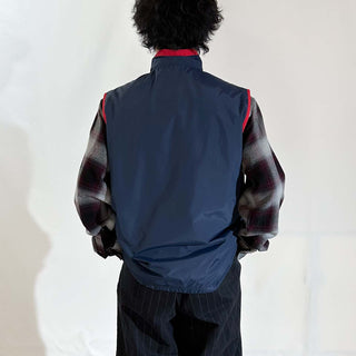 90's～00's OLD COLLEGE レッド×ネイビー 2トーン ドローコード シェル ベスト