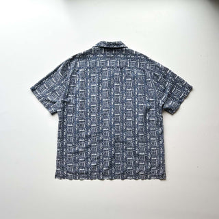 00's GAP "Nautical pattern" コットン×リネン オープンカラー 総柄 S/Sシャツ