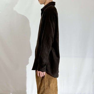 00's Claiborne ブラウン ピーチスキン レギュラーカラー L/Sシャツ