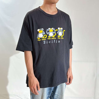 90's～00's "Three wise monkeys" アニマル 発泡プリント Tシャツ